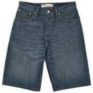 Mens Denim Shorts Levis 569 Blue 29 Loose Straight Fit Whisked Denim 5 Pkt Jean